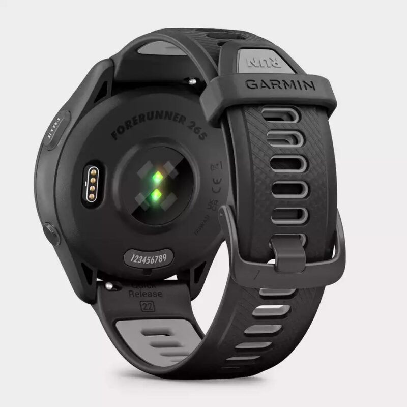 Garmin Forerunner 265 GPS Watch- Black/Powder Grey Silicone Band - Image 3