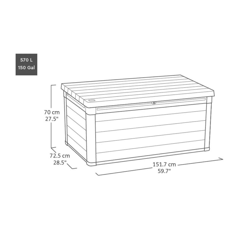 Keter Premier 570L Outdoor Plastic Storage Box – Grey (Cortina 150) - Image 5