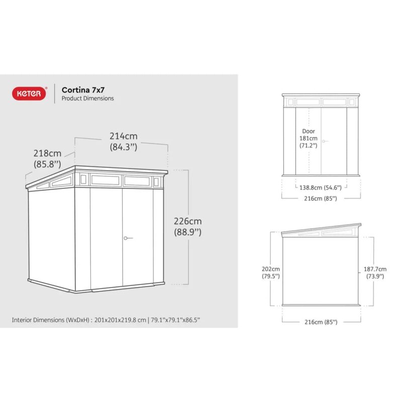 Keter Artisan 7x7 Pent Plastic Shed with Floor and Window – Grey - Image 4