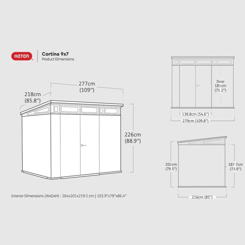 Keter Cortina 9x7 Pent Plastic Shed – Dark Grey - Image 5