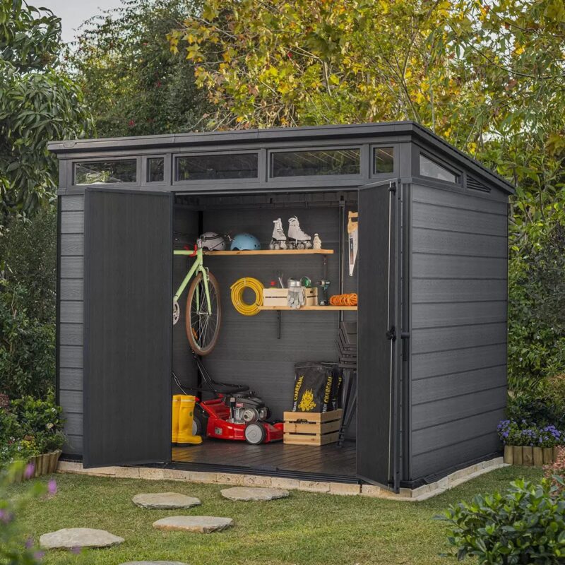 Keter Cortina 9x7 Pent Plastic Shed – Dark Grey - Image 2