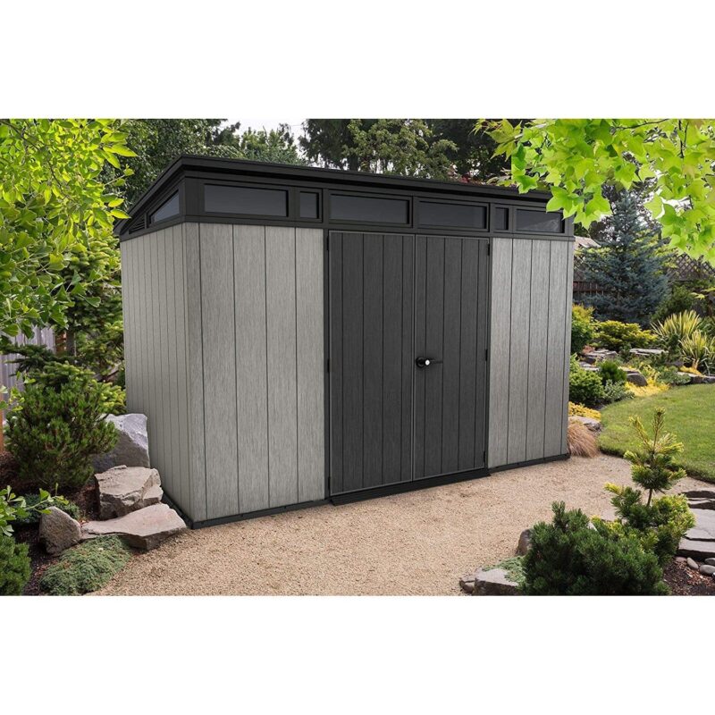 Keter Artisan 7x11 Pent Plastic Shed with Floor and Window – Grey - Image 2