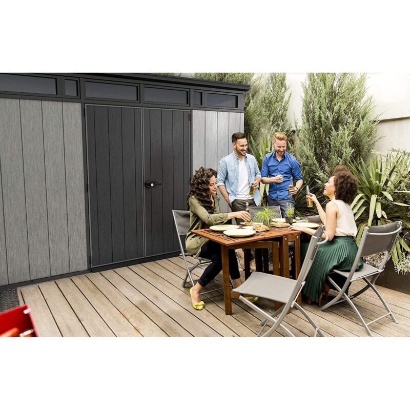 Keter Artisan 7x11 Pent Plastic Shed with Floor and Window – Grey - Image 3