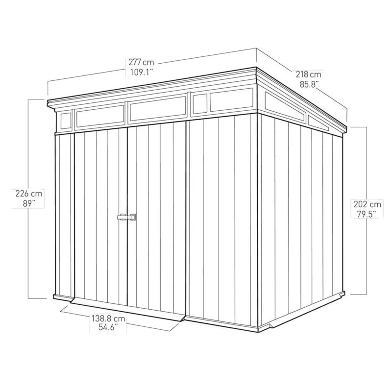 Keter Artisan 9x7 Pent Plastic Shed with Floor and Window – Grey - Image 5