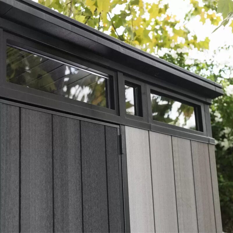 Keter Artisan 9x7 Pent Plastic Shed with Floor and Window – Grey - Image 2