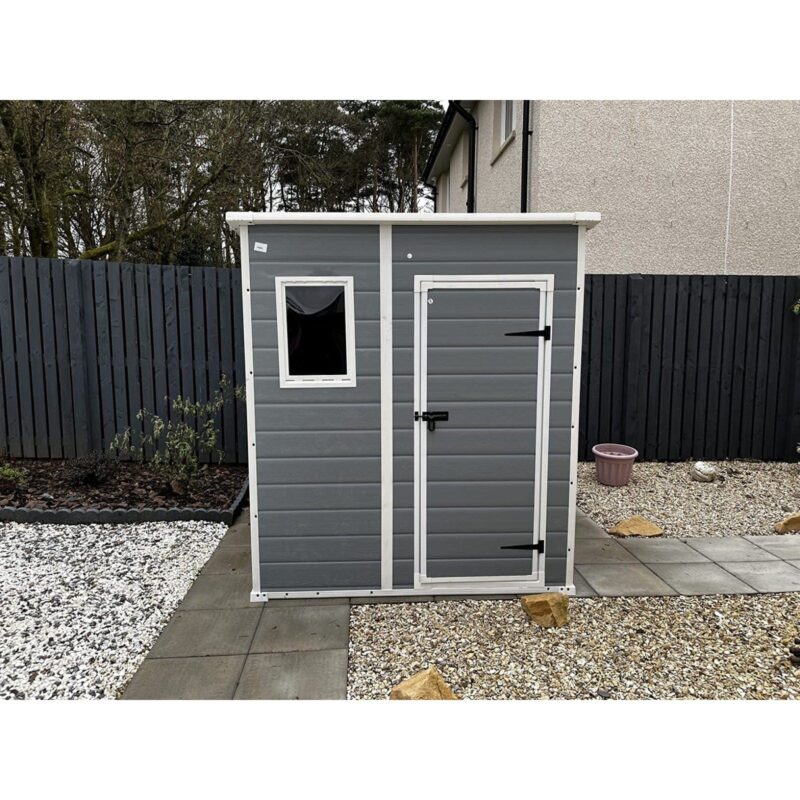 Keter Manor 6×6 Plastic Pent Garden Storage Shed – Grey - Image 4