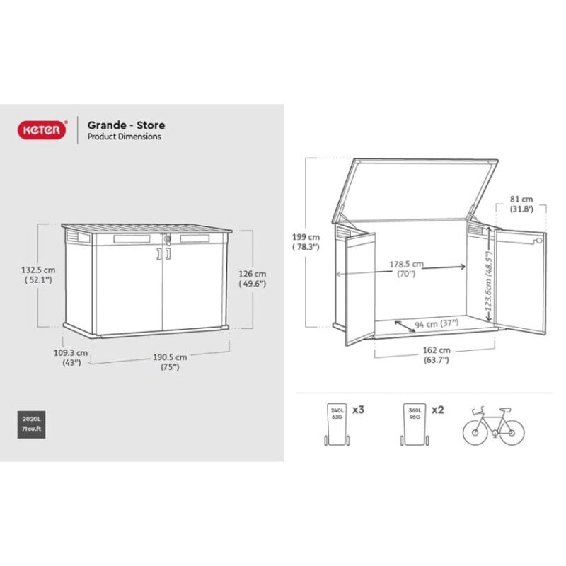 Keter Oakland Grande Store 6x3 Plastic Shed – Grey - Image 8