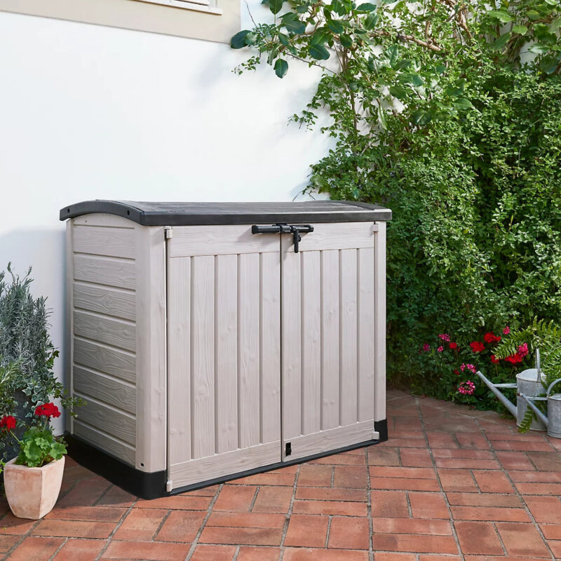 Keter Store-It-Out ARC 1200L Beige & Brown Garden Storage Box with Top & Front Access - Image 2