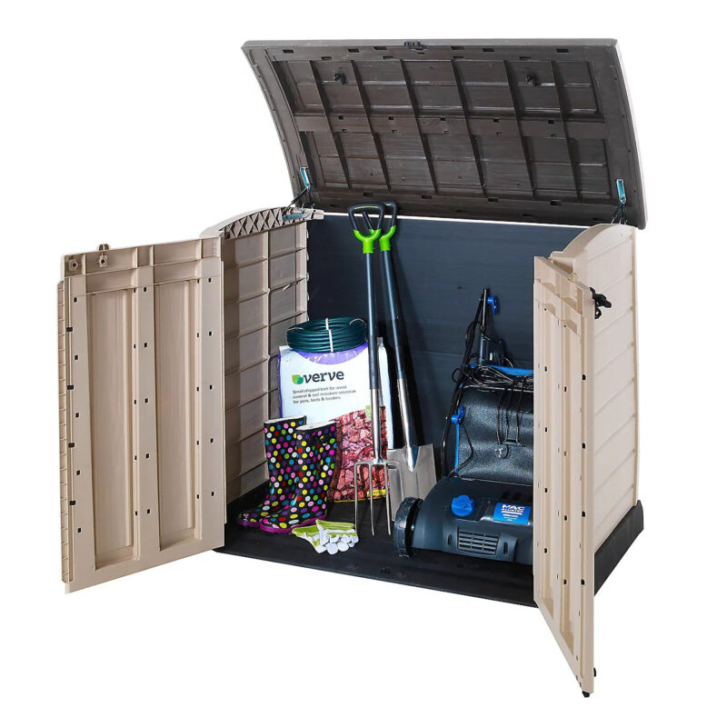 Keter Store-It-Out ARC 1200L Beige & Brown Garden Storage Box with Top & Front Access - Image 5