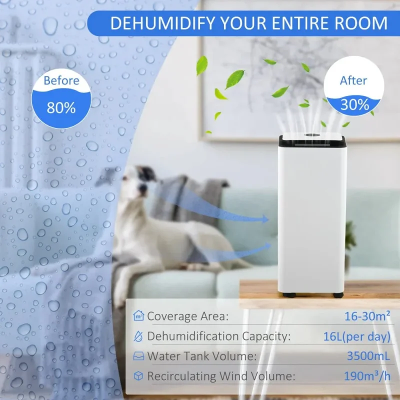 Dehumidifier – 16L/Day, 24H Timer | Dry Air & Purify Home - Image 5