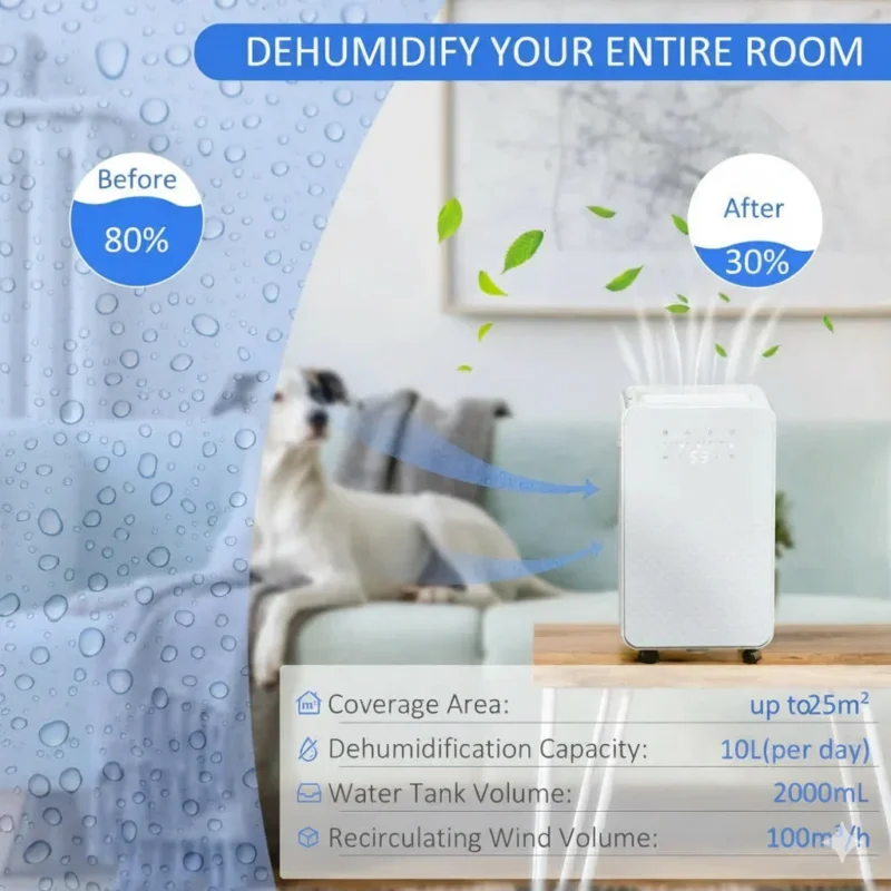 Dehumidifier – 10L/Day, 24H Timer | Purifies Air & Protects Home - Image 9