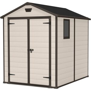 Durable Keter 6x8 ft Beige Plastic Outdoor Garden Storage Shed