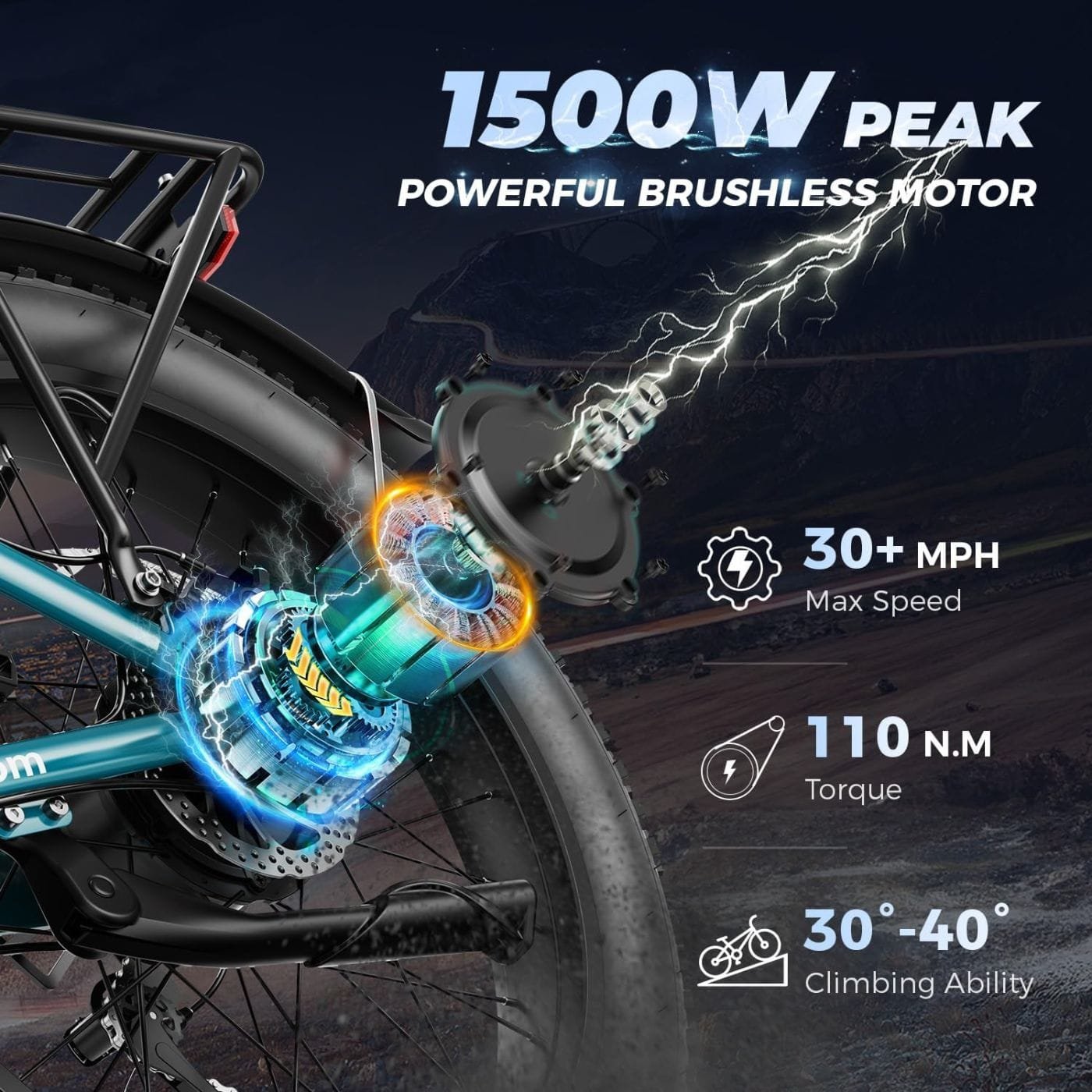 LEONX Aipas M2 Electric Mountain Bike – 1500W, 30MPH, 26″ Fat Tires - Image 2