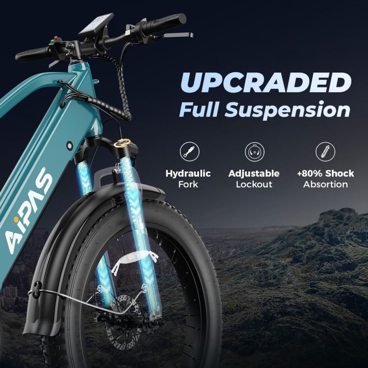 Aipas M2 Xterrain Electric Bike – Matte Black | All-Terrain E-Bike with Powerful Motor - Image 4