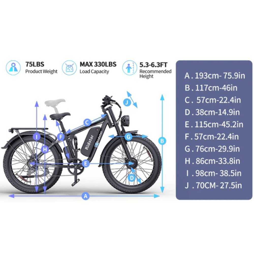 Ridstar E26 Pro Dual Motor 2000W 48V 23AH / E26 1000W 48V 15.6AH E-Bike - Image 4