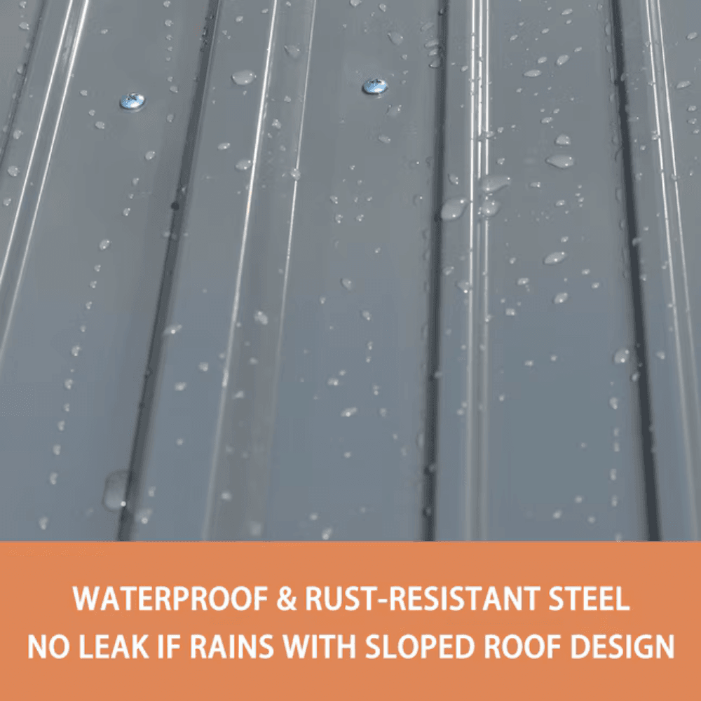 VEIKOUS 10 ft. W x 12 ft. D Outdoor Metal Storage Shed in Gray (120 sq. ft.) - Image 8