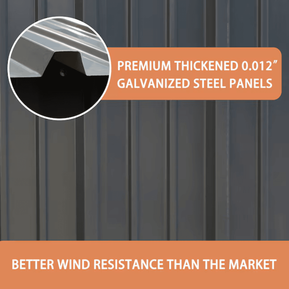 VEIKOUS 10 ft. W x 12 ft. D Outdoor Metal Storage Shed in Gray (120 sq. ft.) - Image 9