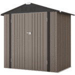 Patiowell 6 ft. W x 4 ft. D Outdoor Storage Brown Metal Shed with Sloping Roof and Double Lockable Door (24.8 sq. ft.)