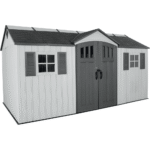 Lifetime 15′ x 8′ Dual Entry Outdoor Storage Shed, Gray