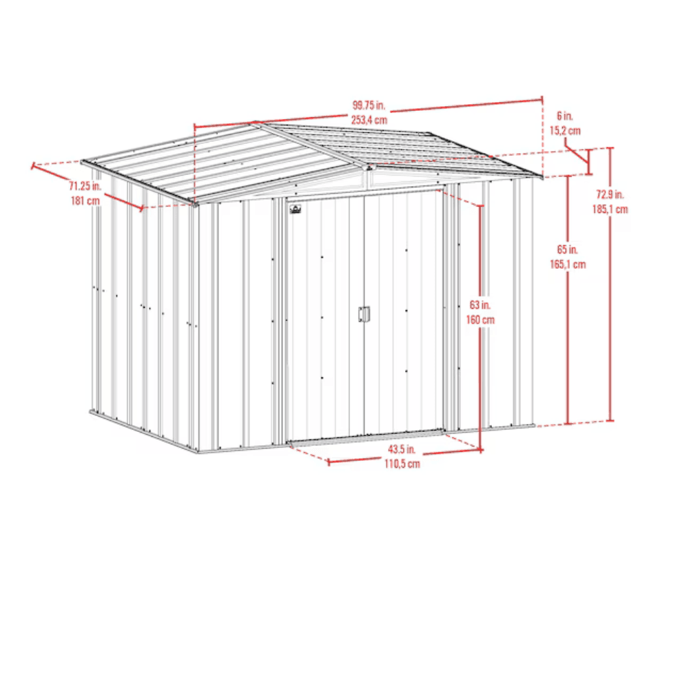 Newport 8 ft. W x 6 ft. D 2-Tone Eggshell and Coffee Galvanized Metal Shed with Sliding Lockable Doors (43 sq. ft.) - Image 5