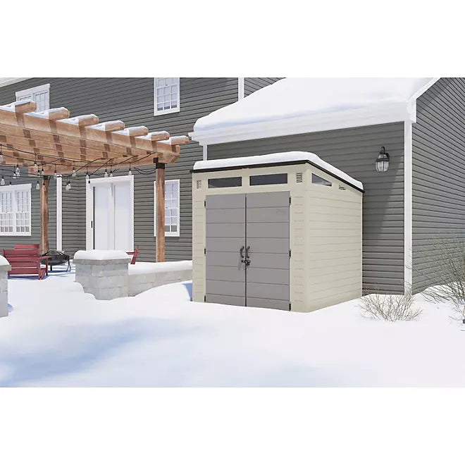 Suncast 7′ x 7′ Modernist Resin Outdoor Storage Shed - Image 2