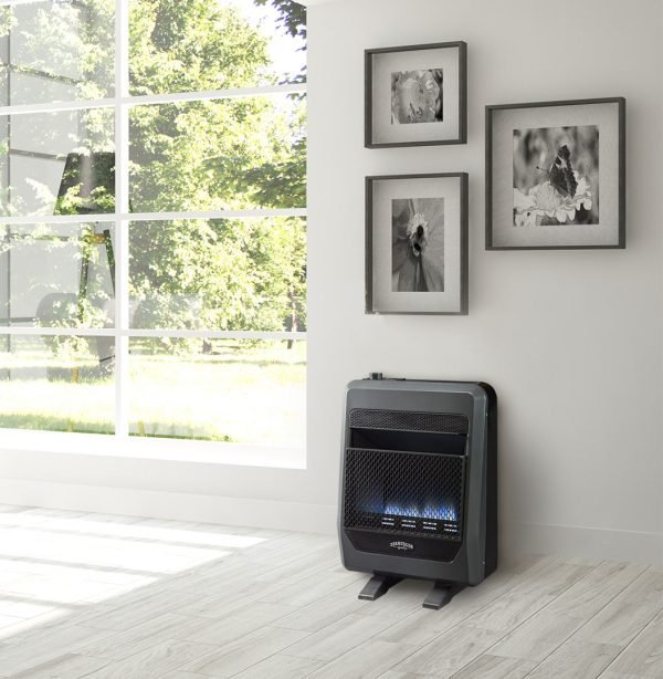 Bluegrass Living Propane Gas Vent Free Blue Flame Gas Space Heater With Blower and Base Feet – 20,000 BTU, T-Stat Control – Model# B20TPB-BB - Image 3