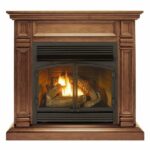 Duluth Forge Dual Fuel Ventless Gas Fireplace With Mantel – 32,000 BTU, T-Stat Control, Toasted Almond Finish – Model# DFS-400T-2TA
