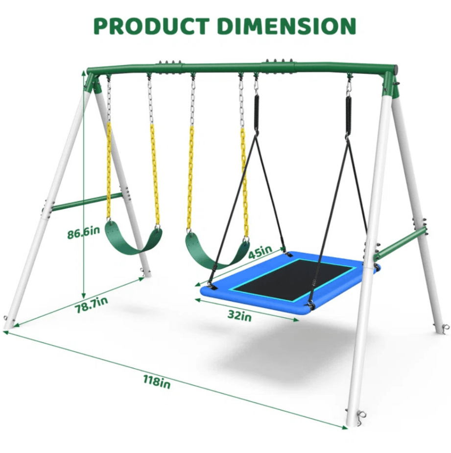 660lbs Heavy Duty Swing Set With 1 Platform Swing, 2 Belt Swings - Image 6