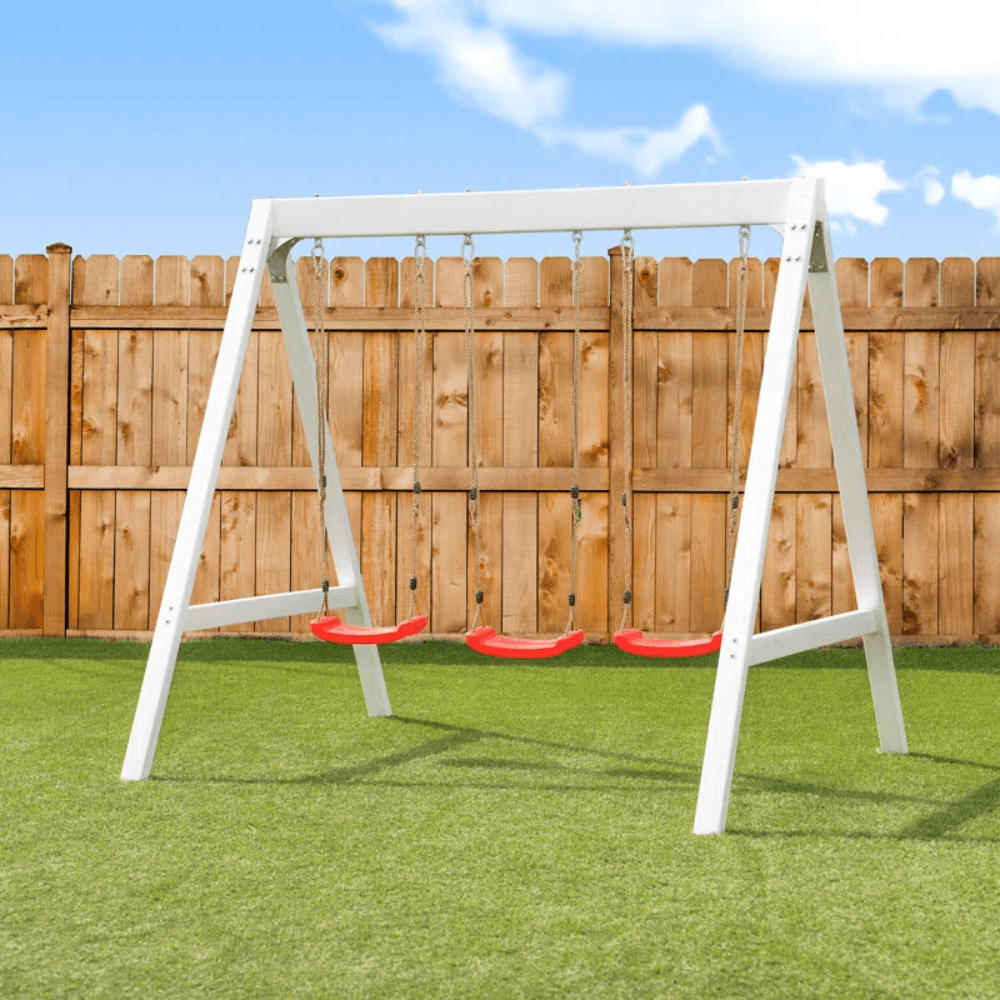 Sports power Vinyl-Covered Wood Swing Set – Classic & Durable for Outdoor Fun - Image 4