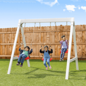 Sports power Vinyl-Covered Wood Swing Set – Classic & Durable for Outdoor Fun