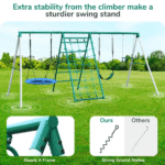 Swing Sets with Saucer Swing,Belt Swing,Trapeze Bar,Climbing Rope,Climbing Ladder