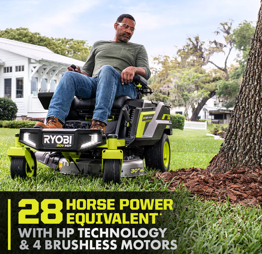 RYOBI 80V HP Brushless 30 in. Battery Electric Cordless Zero Turn Mower with 80V 10 Ah Batteries - Image 2