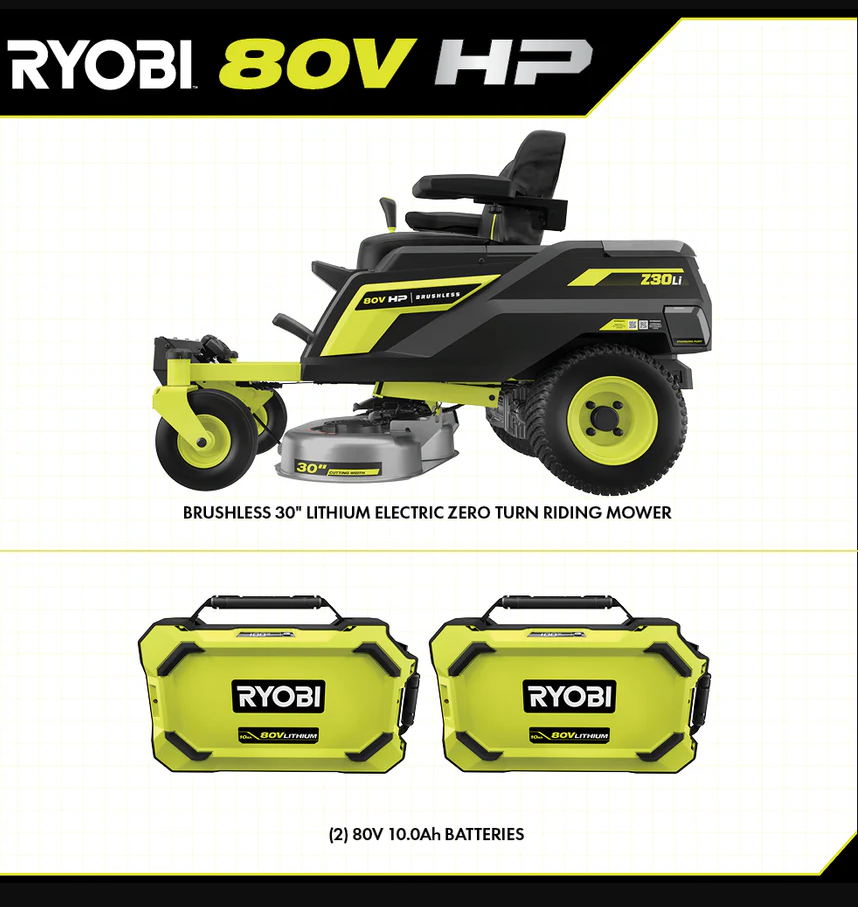 RYOBI 80V HP Brushless 30 in. Battery Electric Cordless Zero Turn Mower with 80V 10 Ah Batteries - Image 5