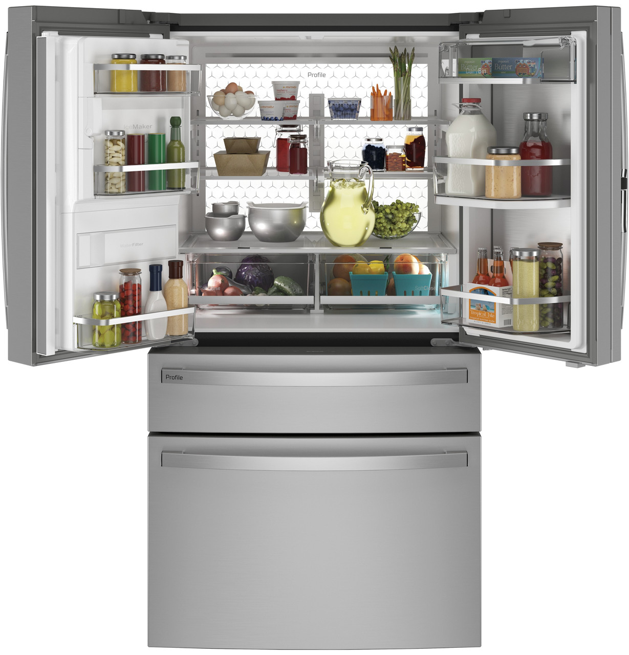 GE Profile 27.9 cu ft Smart Fingerprint Resistant French Door Refrigerator, Stainless Steel - Image 3