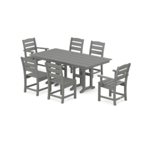 Polywood Lakeside 7-Piece Farmhouse Dining Set – Slate Grey
