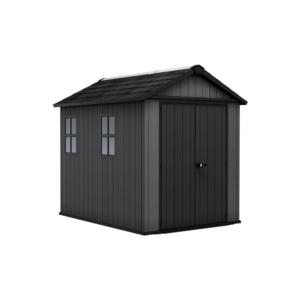 Keter 7.5’x9′ Newton Plus Front Entry Plastic Shed – Dark Grey